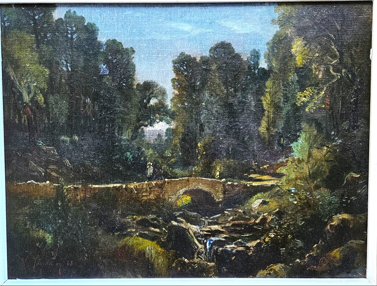  Paysage Au Pont Par Vincent Courdouan 1810-1893-photo-2