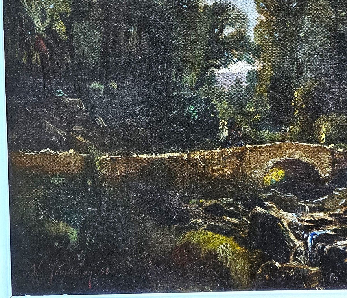  Paysage Au Pont Par Vincent Courdouan 1810-1893-photo-4