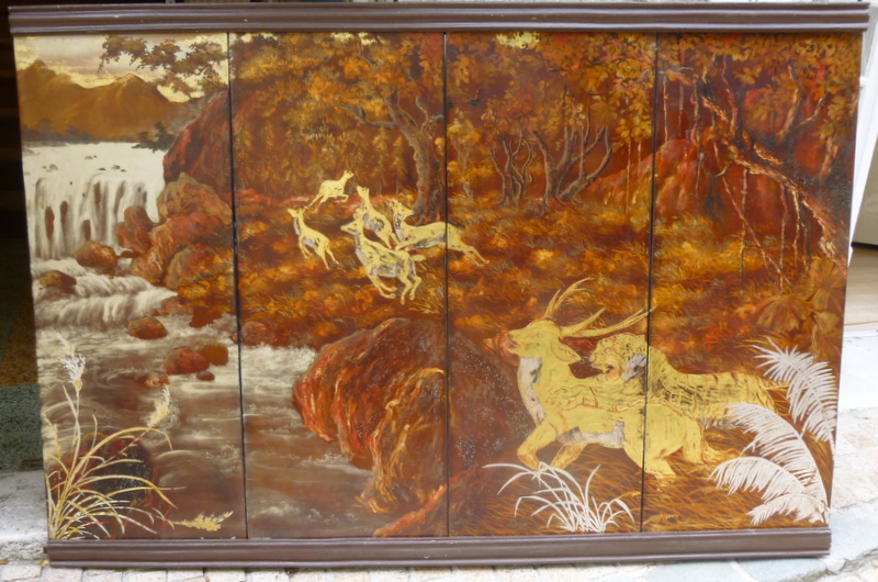 4 Lacquer Panels Years 1950-1960 Vietnam Signed