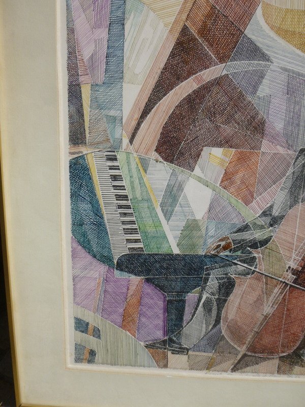 Piano And Viloncelle By Richard Jeranian Born In 1921-photo-3