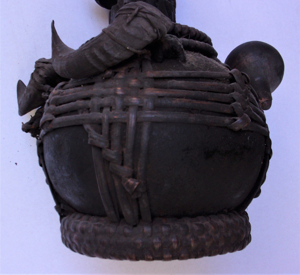 Superb Calabash Of Sorcerer Or Healer Old Teke Zaire With Beautiful Patina Of Use-photo-2