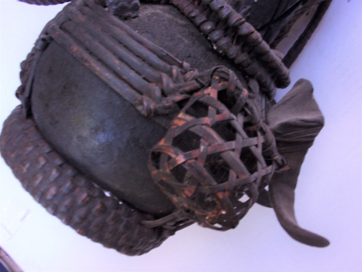 Superb Calabash Of Sorcerer Or Healer Old Teke Zaire With Beautiful Patina Of Use-photo-1