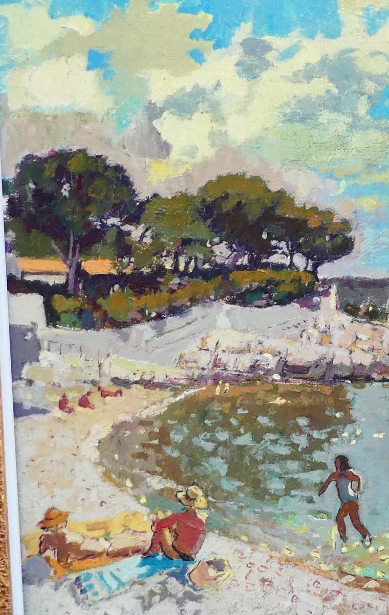 The Beach Of Cassis By Michel Zimmermann Twentieth-photo-8