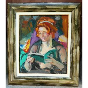 "the Beautiful Young Redhead Woman Reading" By Pierre Cornu