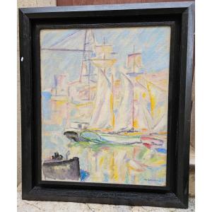 Le Port De Marseille  Vers 1910  Par Augustin Carrera 1878-1952