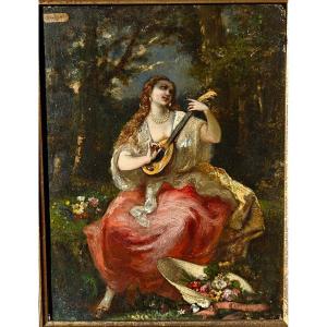 La Musicienne Par Narcisse Diaz De La Pena 1807-1876