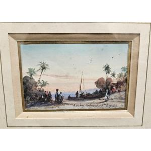 Aquarelle Orientaliste d'Amable Crapelet 1822-1867