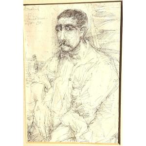 Ink Portrait By Louis Pons 1927-2021