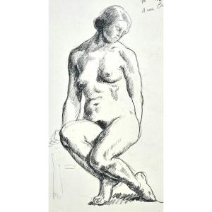 Nude, Drawing By Pierre Girieud 1876-1948