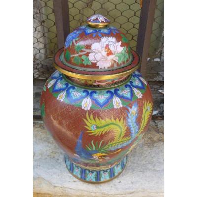 Vase En Cloisonné Sur Bronze Chine XIXème