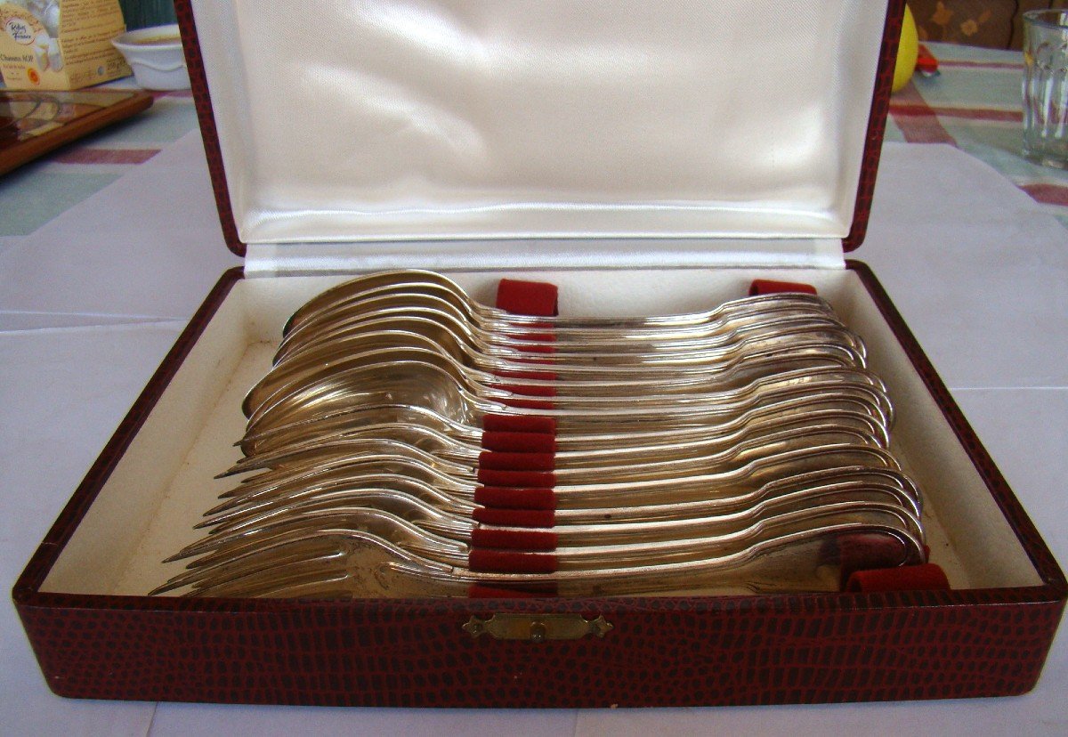 In Solid Silver, Empire Period, 8 Dessert Forks And Spoons-photo-4