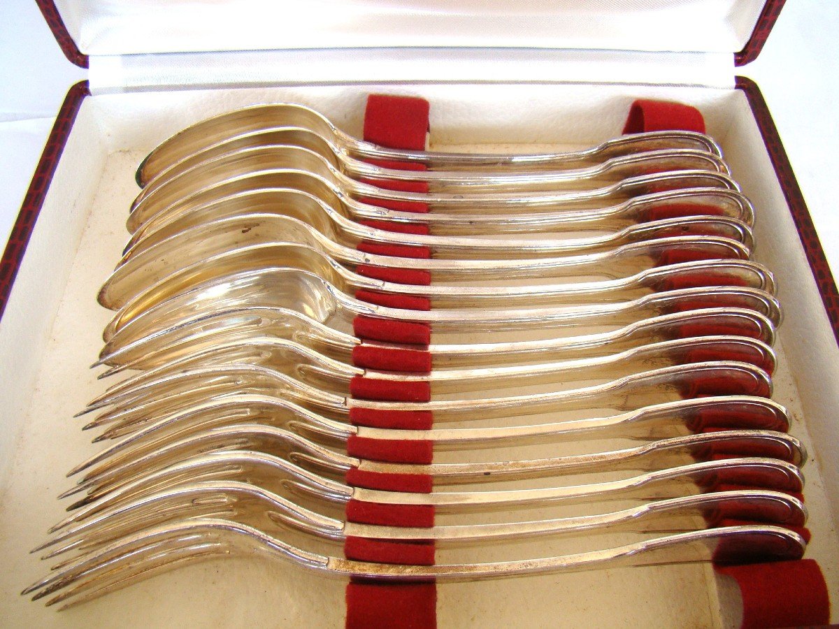 In Solid Silver, Empire Period, 8 Dessert Forks And Spoons-photo-1