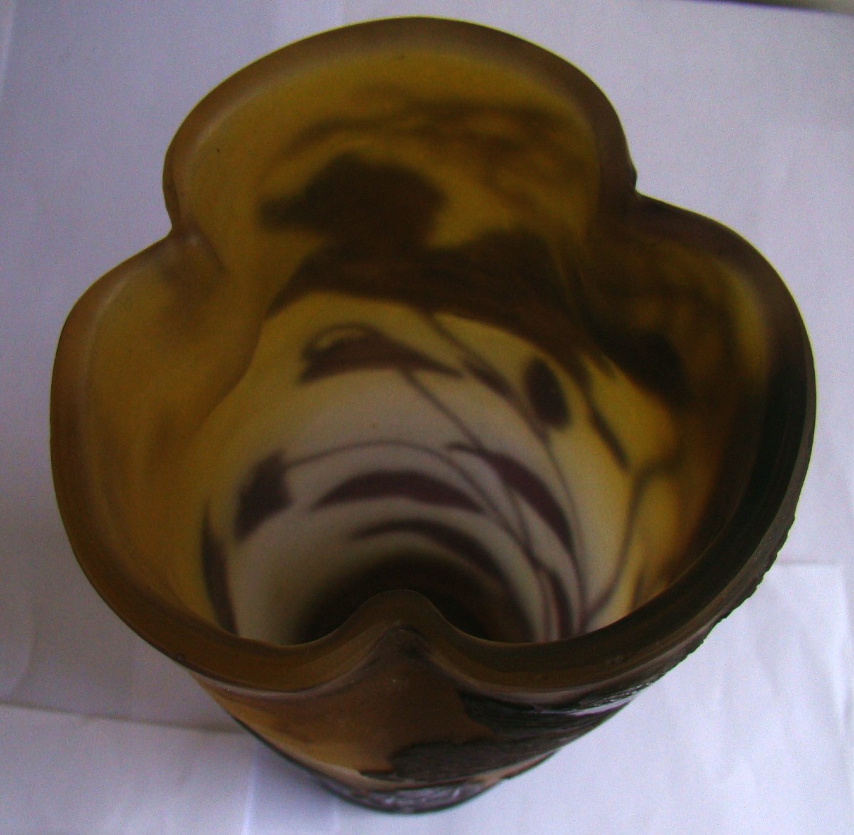 émile Gallé, Glass Paste Vase, Scroll, Trilobed Neck, Height 25 Cm-photo-3