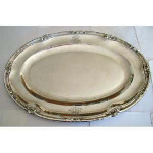 Lapar Successeur De Béguin Paris, Large Solid Silver Dish 42 X 28.5 Cm, Weight 1060 G