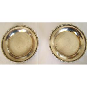 Two Solid Silver Bowls Hallmarked By The County Of Nice, Diameter 9 Cm, Total Weight 61 G