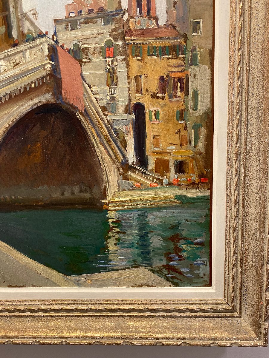 Lucien Jonas 1880-1947   Venise Le Pont Du Rialto 1935 sign&eacute; et dat&eacute; en bas &agrave; gauche-photo-4