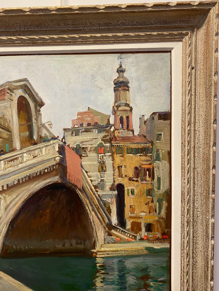 Lucien Jonas 1880-1947   Venise Le Pont Du Rialto 1935 sign&eacute; et dat&eacute; en bas &agrave; gauche-photo-2