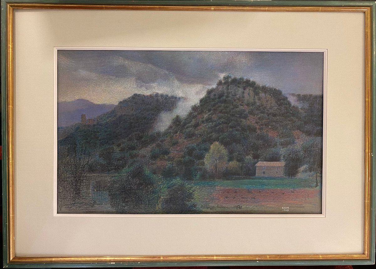 Gaston Goor Landscape Pastel-photo-2