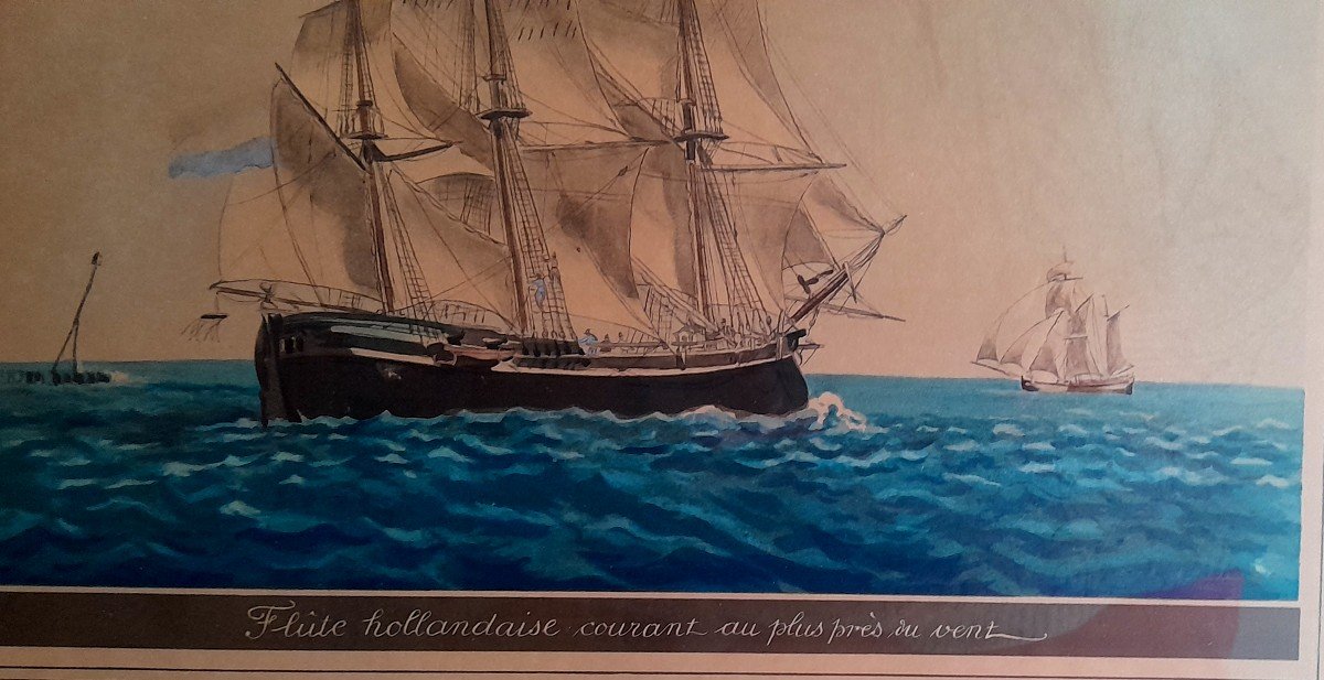 Marine Watercolor. Jean Jérôme Baugean.-photo-2