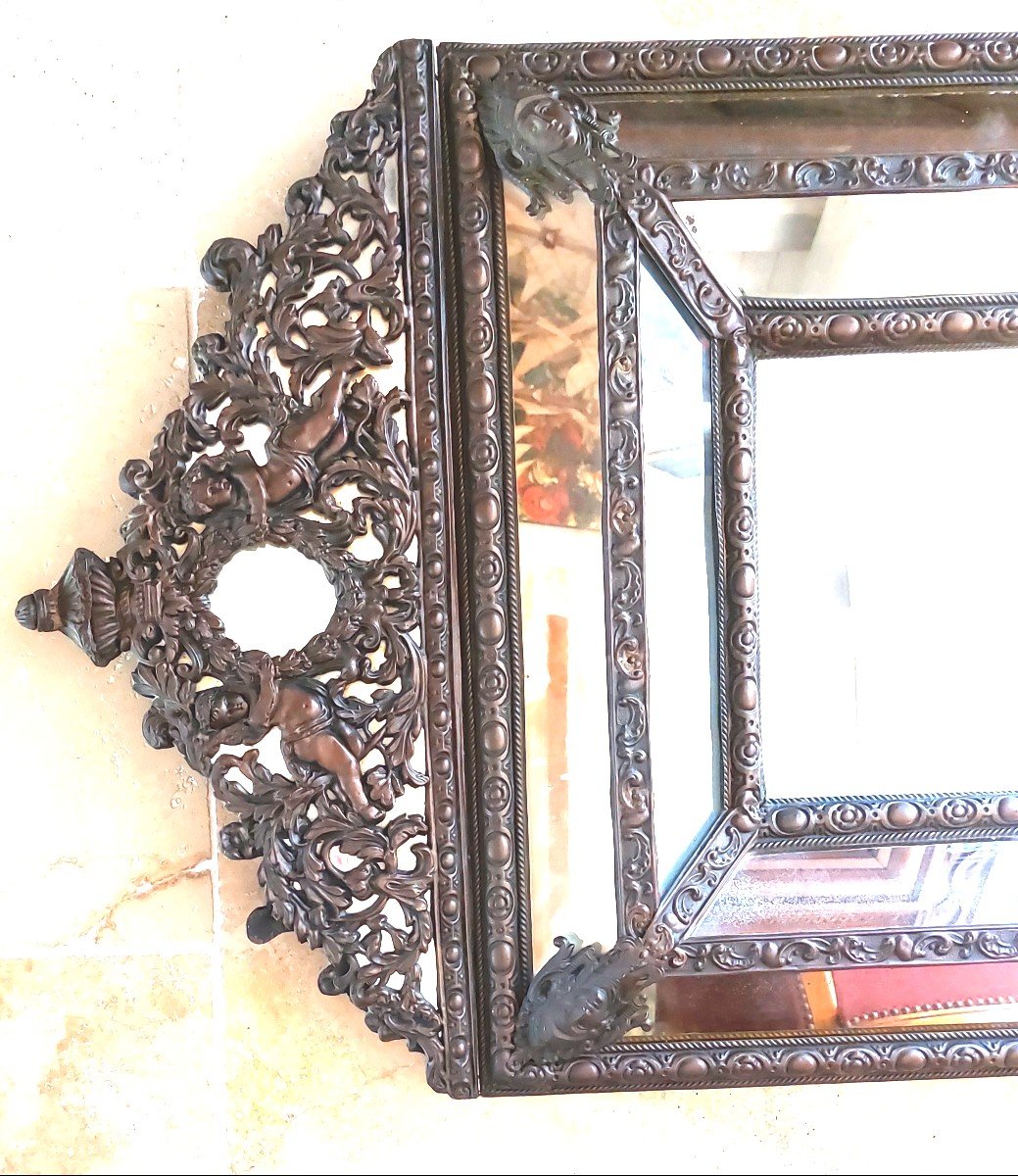 Napoleon III Repoussé Brass Mirror-photo-3