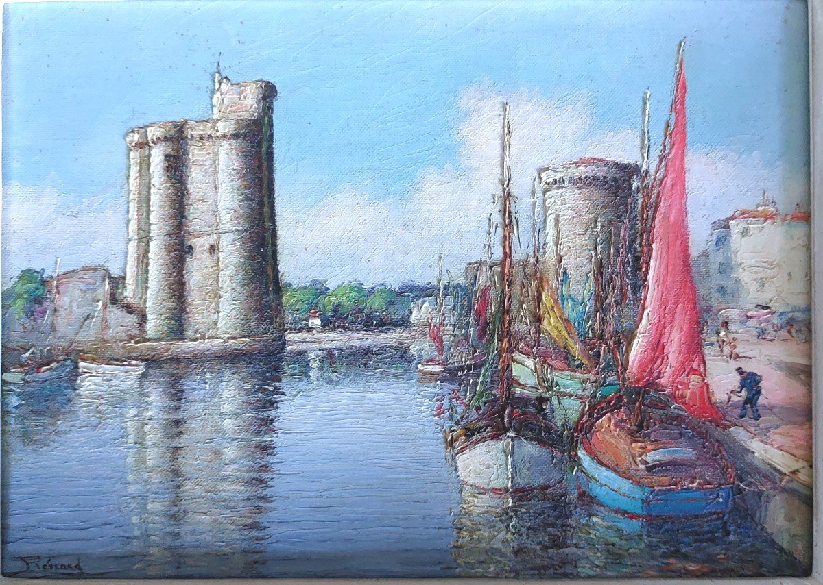 Painting Port Of La Rochelle. R. Enard