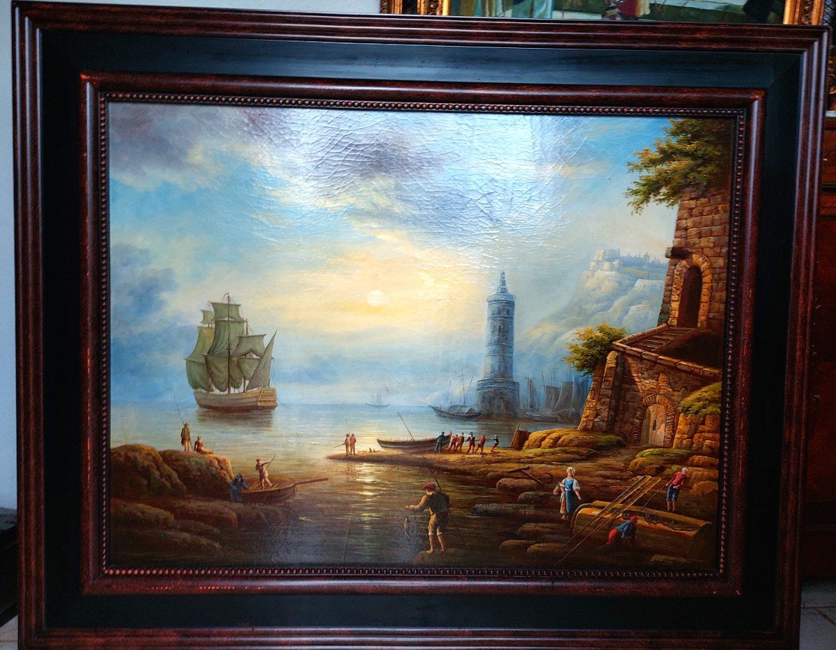 Important Marine Painting (in The Style Of Lacroix Of Marseille)-photo-2