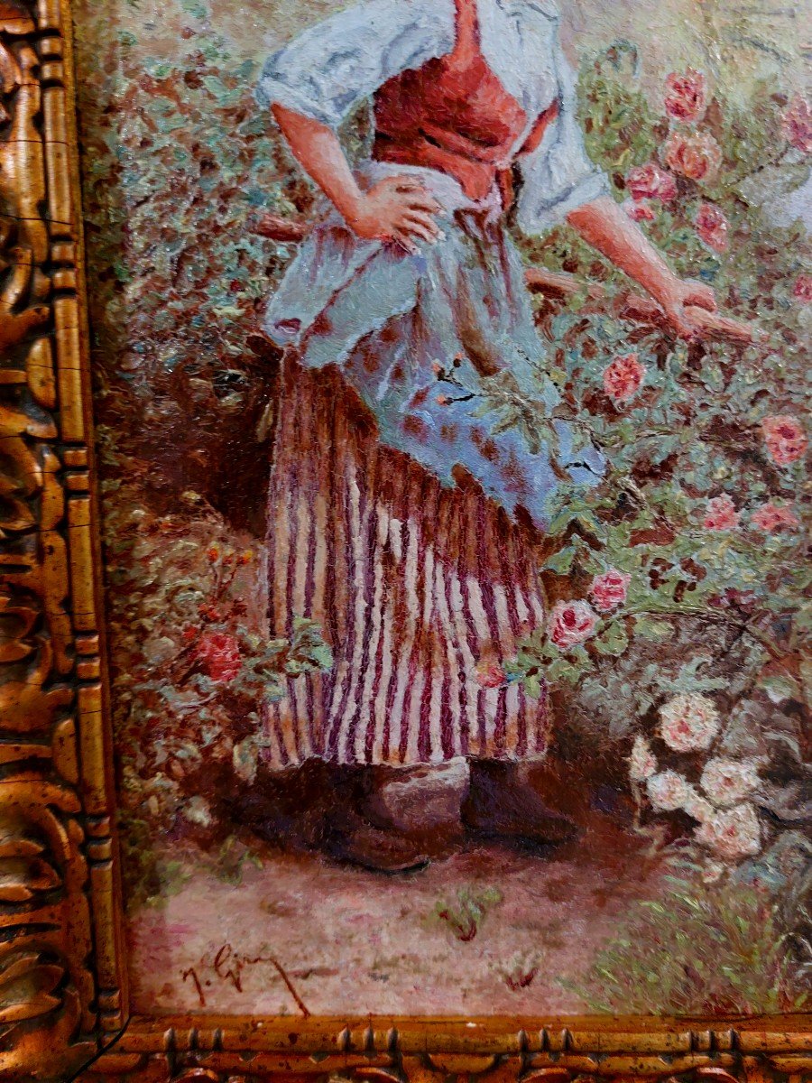 Painting "young Girl In The Garden"-photo-2