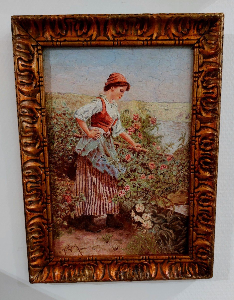 Painting "young Girl In The Garden"