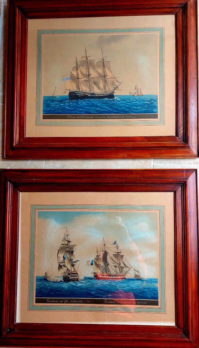 Two Marine Watercolors By Jean Gérôme Beangean