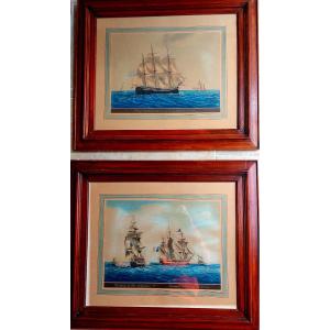 Two Marine Watercolors By Jean Gérôme Beangean