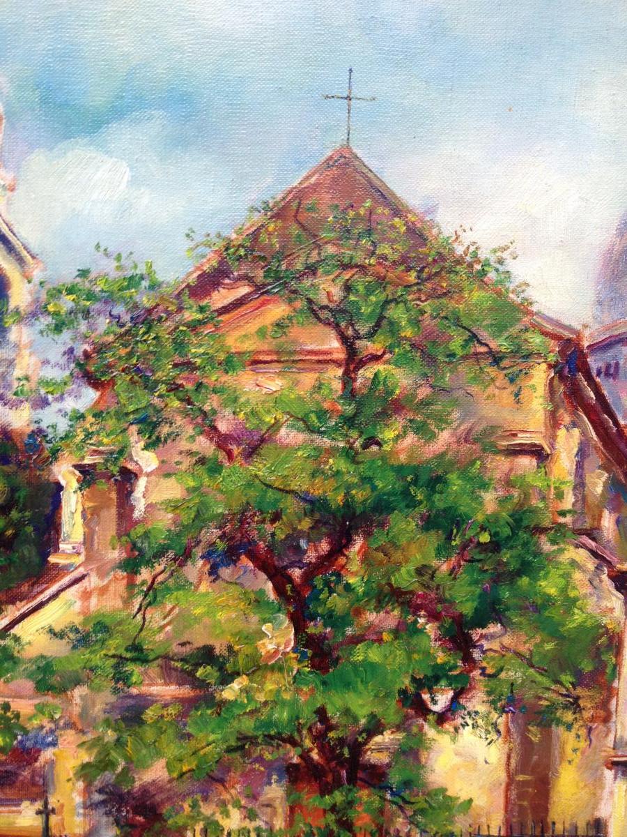 Antoine Ferracci, Church Saint-pierre De Montmartre, Oil On Canvas, 73 X 54 Cm-photo-4
