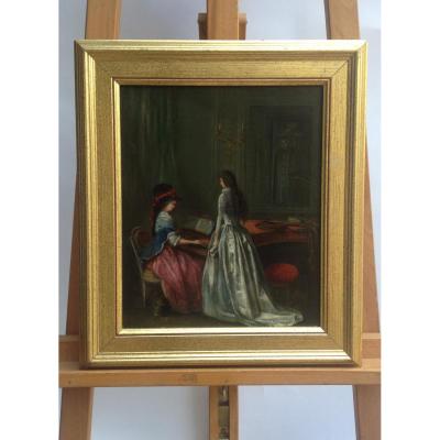 Ferdinand Roybet, The Piano Lesson, Oil On Panel, 32 X 25 Cm, ​​signed