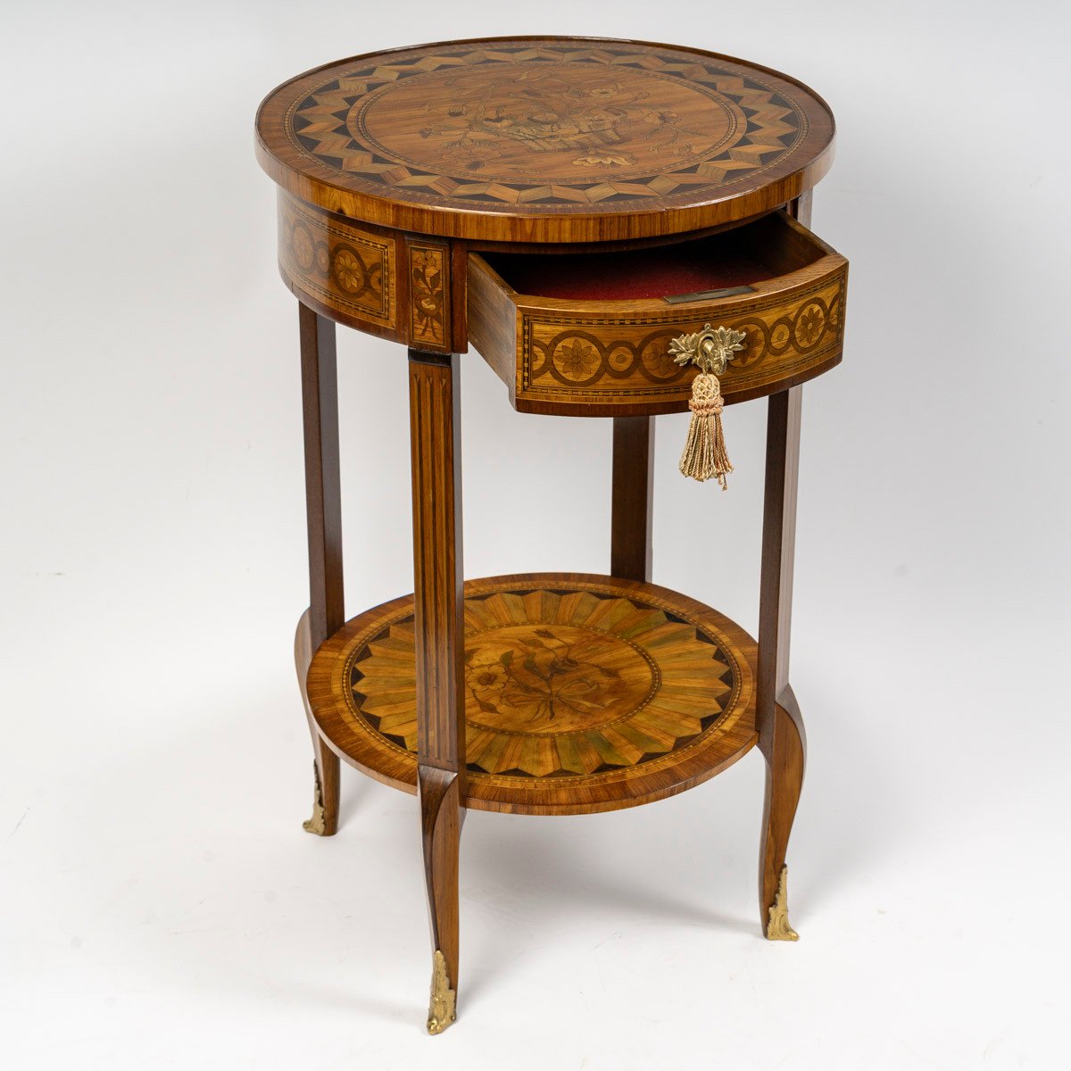 A Small Richly Inlaid Transition Style Pedestal Table Circa1860-photo-2