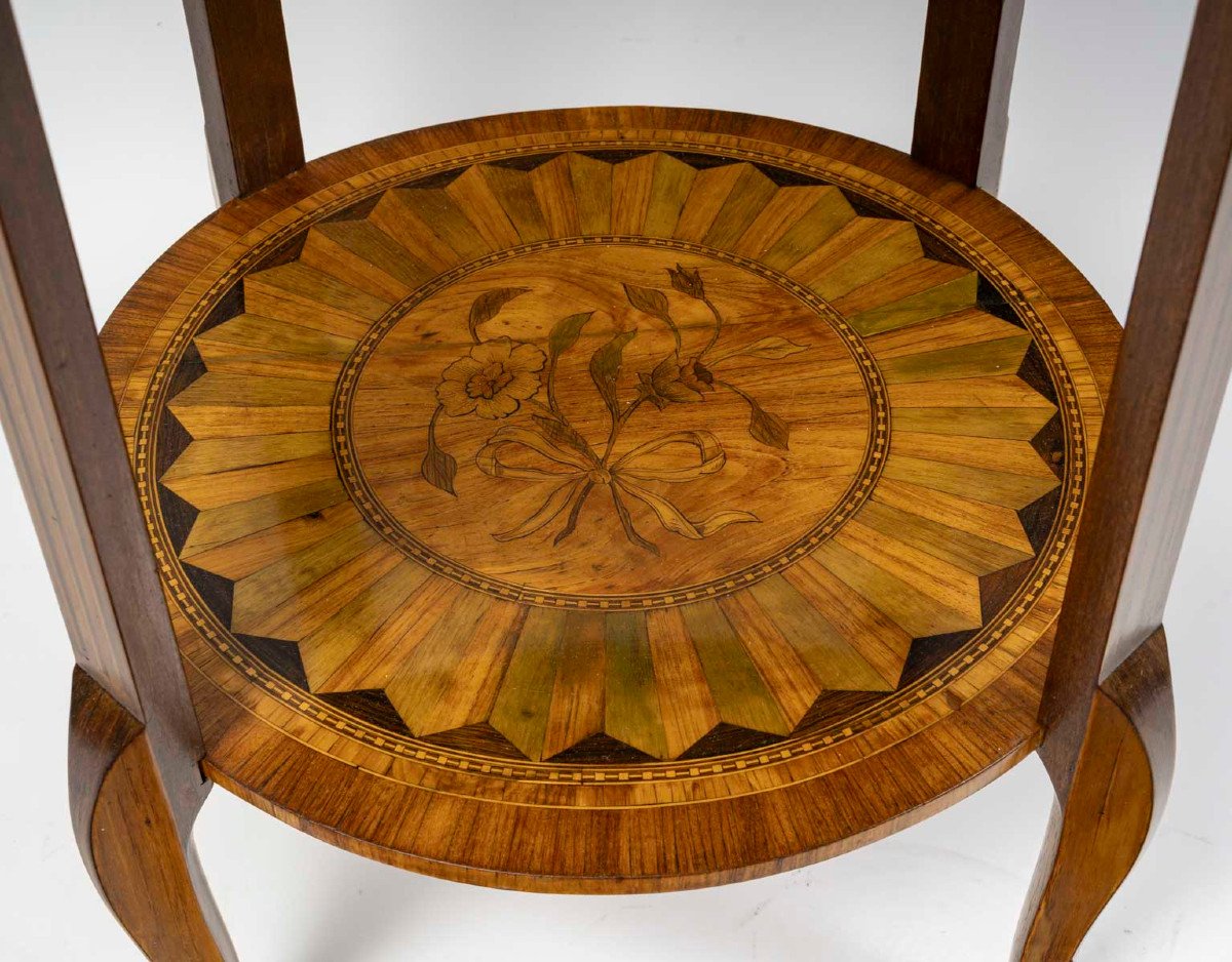 A Small Richly Inlaid Transition Style Pedestal Table Circa1860-photo-1