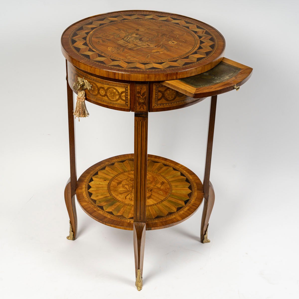 A Small Richly Inlaid Transition Style Pedestal Table Circa1860-photo-2