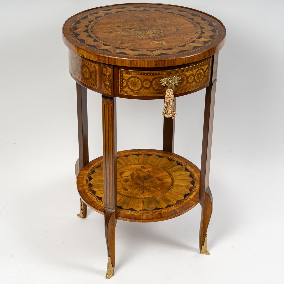 A Small Richly Inlaid Transition Style Pedestal Table Circa1860