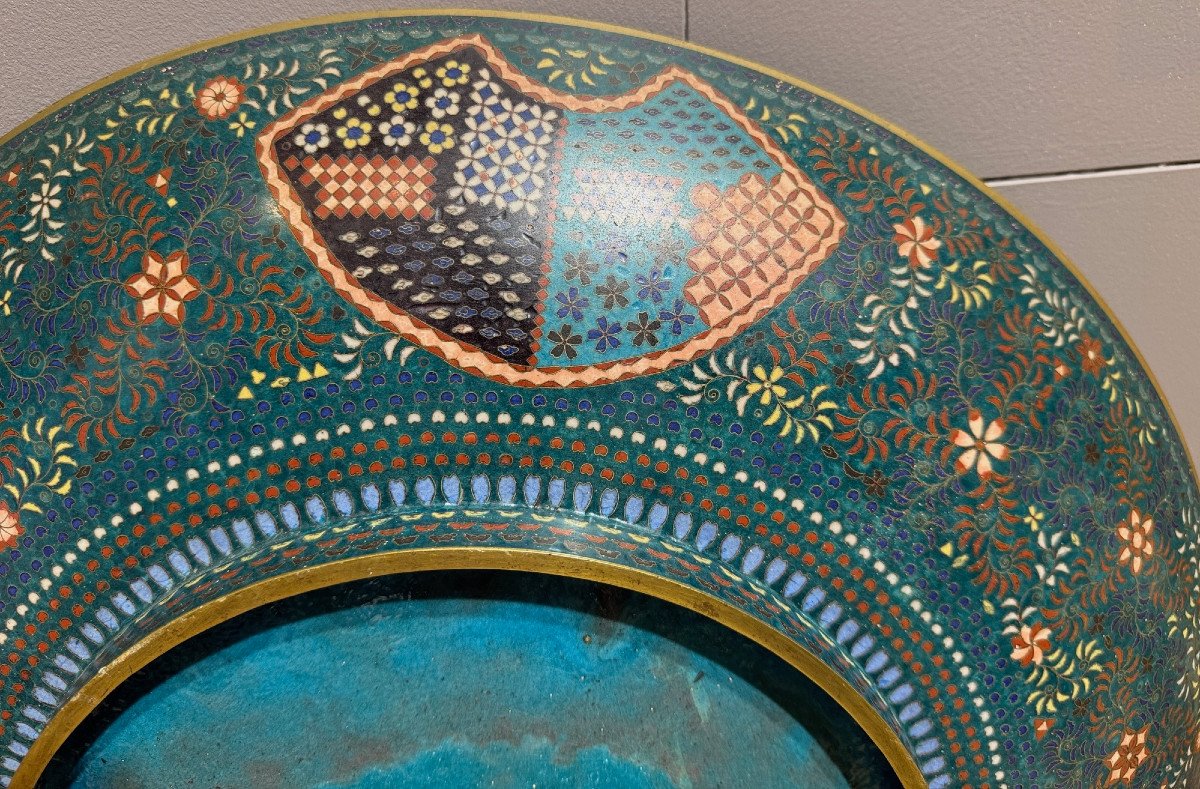 Chine Un Grand Plat 50cm En émaux Cloisonnés 19eme Siecle-photo-2