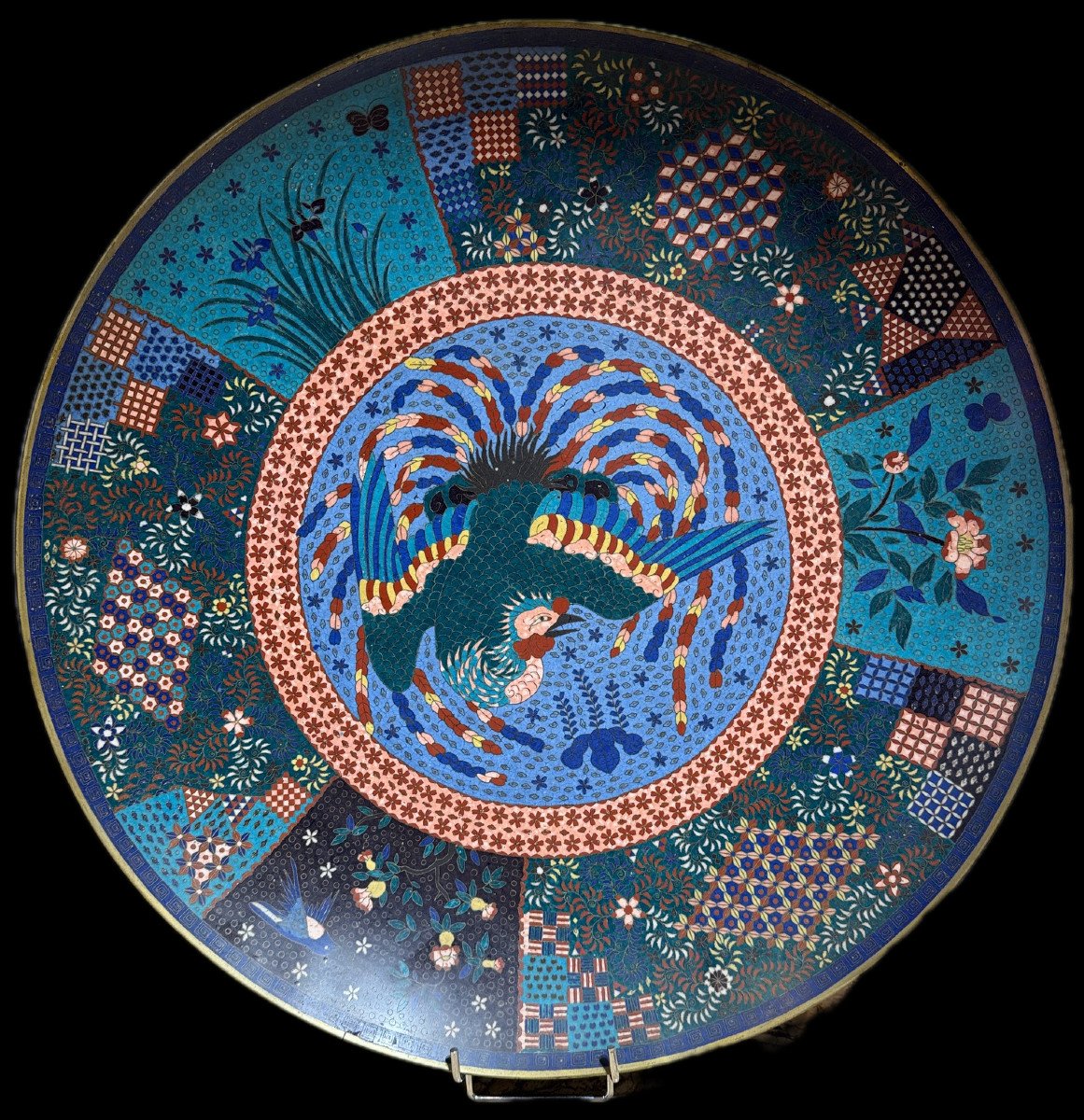 Chine Un Grand Plat 50cm En émaux Cloisonnés 19eme Siecle