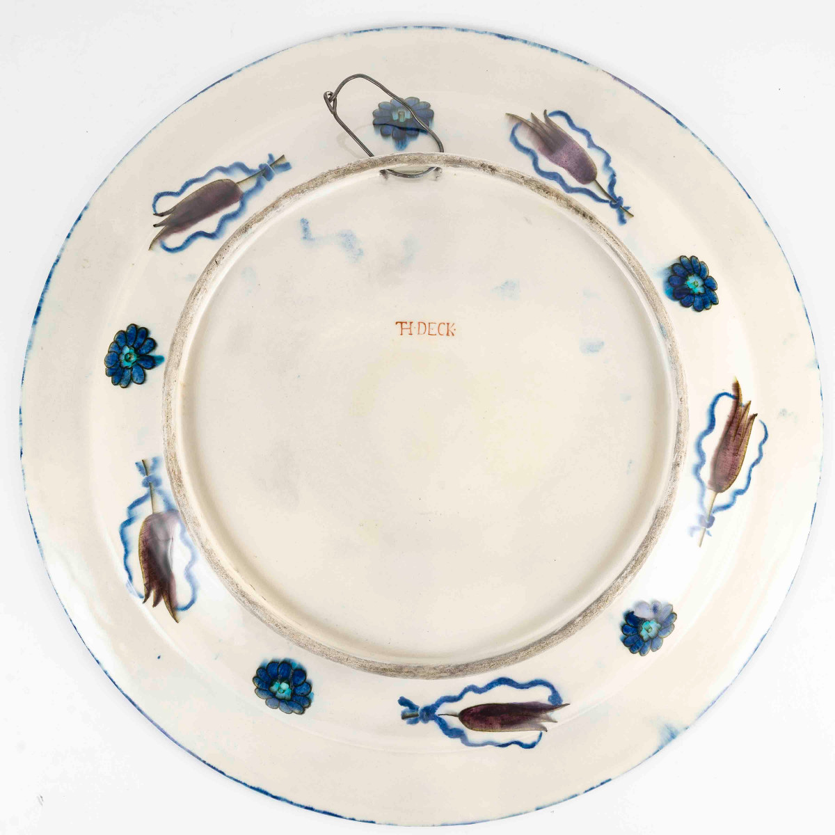 Theodore Deck A Large 50cm Earthenware Dish Decorated In The Iznik Style -photo-3