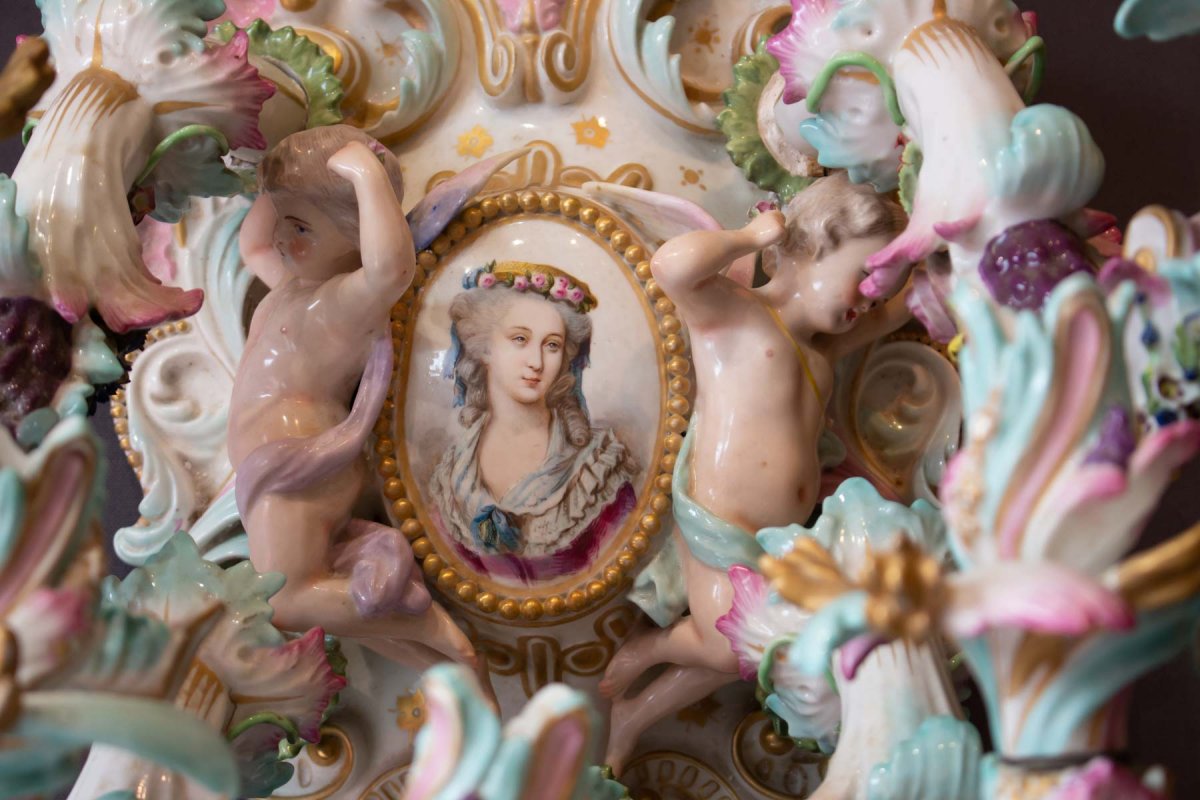  Importante Garniture En Porcelaine De meissen XIXème Siècle-photo-3