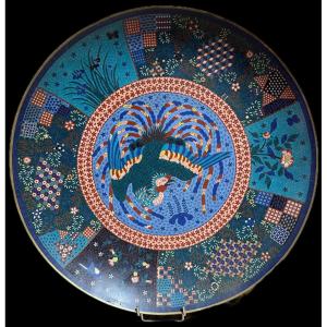 Chine Un Grand Plat 50cm En émaux Cloisonnés 19eme Siecle