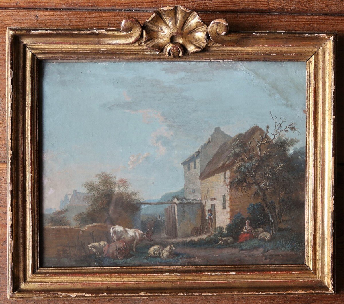 Country Scene, Gouache From The 18th Century