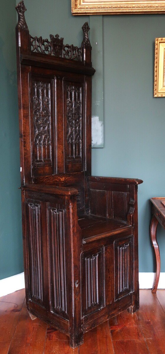 Cathedra Or Gothic Armchair In Oak-photo-2