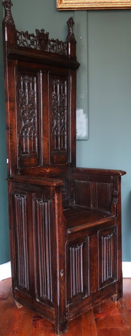 Cathedra Or Gothic Armchair In Oak-photo-4