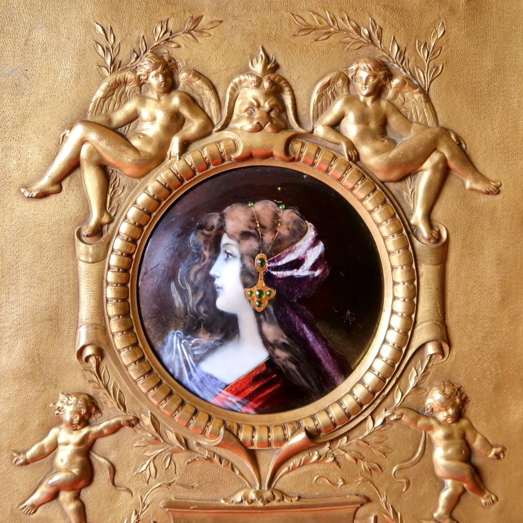 Bas-relief In Gilded Bronze With Renaissance-inspired Decor