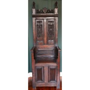 Cathedra Or Gothic Armchair In Oak