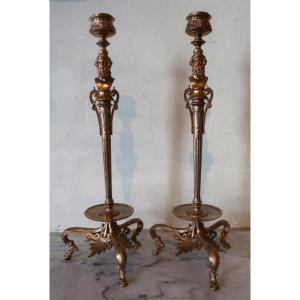 Pair Of Bearded Head Candlesticks By Barbedienne