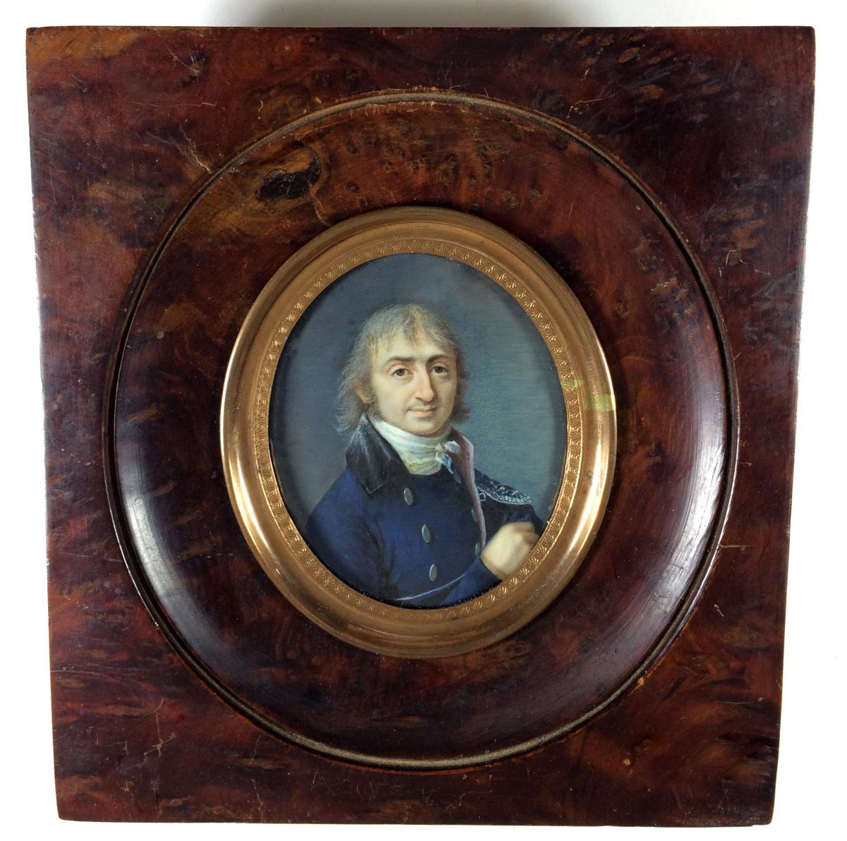 Portrait miniature Empire, commissaire de guerre, vers 1803