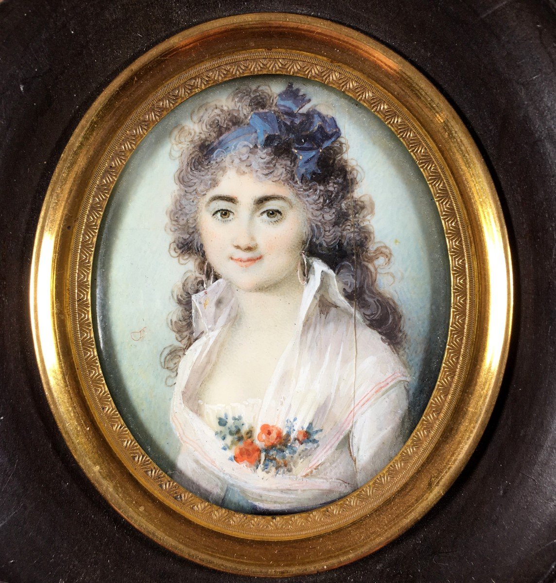 Miniature Portrait, Young Woman,  18th Century.