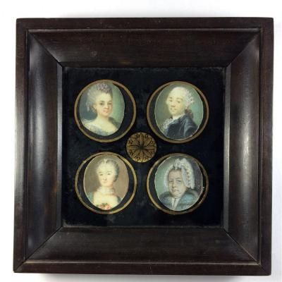 4 Miniatures Portraits, Louis XVI Period